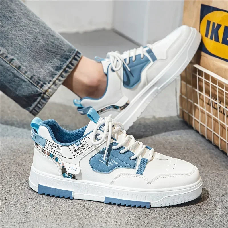 Trendy Mens White Shoes Summer Breathable Sports Shoes Thick Soled Board Shoes Versatile Design 3