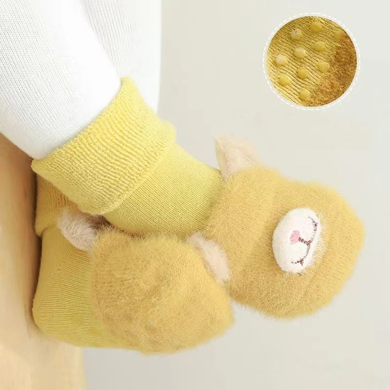 Cute Cartoon Infant Socks, Terry Soft Anti Slip Winter Baby Socks For Girls Boys