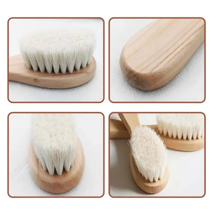 Soft Wool Baby Comb Set Beech Hair Brush Newborn Massager Baby Hair Soothing Baby Shower Gift Baby  1