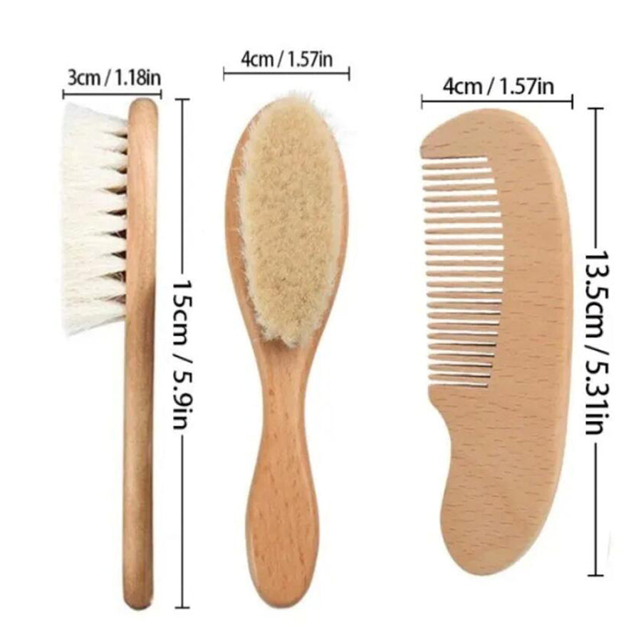 Soft Wool Baby Comb Set Beech Hair Brush Newborn Massager Baby Hair Soothing Baby Shower Gift Baby  4