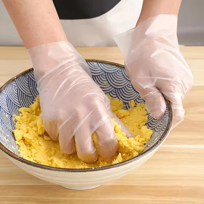 Durable TPE Clean Hygienic Gloves for Household Cleaning, Food Prep, Waterproof and Thickened Transparent Gloves