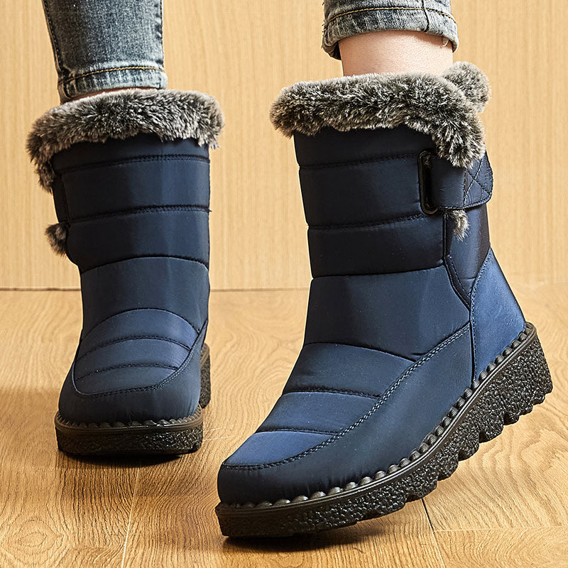 Winter Boots For Women Ankle Low Heels Waterproof Snow Boots With Fur Trendy Womens Boots 4