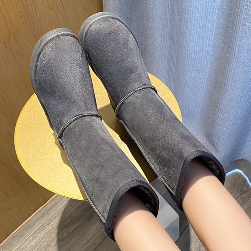 Velvet Winter Snow Boots New Casual Comfortable Roundtoe Midcalf Warm Thicksoled Solid Color Fashio 3