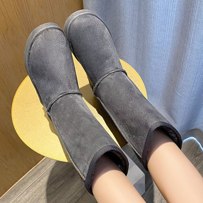 Velvet Winter Snow Boots New Casual Comfortable Roundtoe Midcalf Warm Thicksoled Solid Color Fashio 3