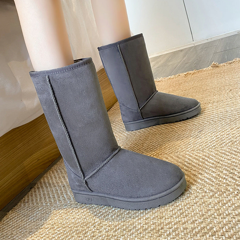 Velvet Winter Snow Boots New Casual Comfortable Roundtoe Midcalf Warm Thicksoled Solid Color Fashio 5