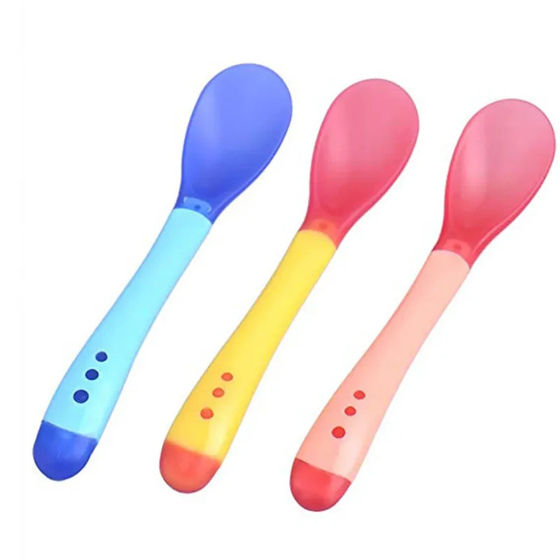 Plastic Baby Spoons, Baby Temperature Change Fork Spoon, Heat Sensitive Kids Tableware, Small Toddlers Utensils, Infant