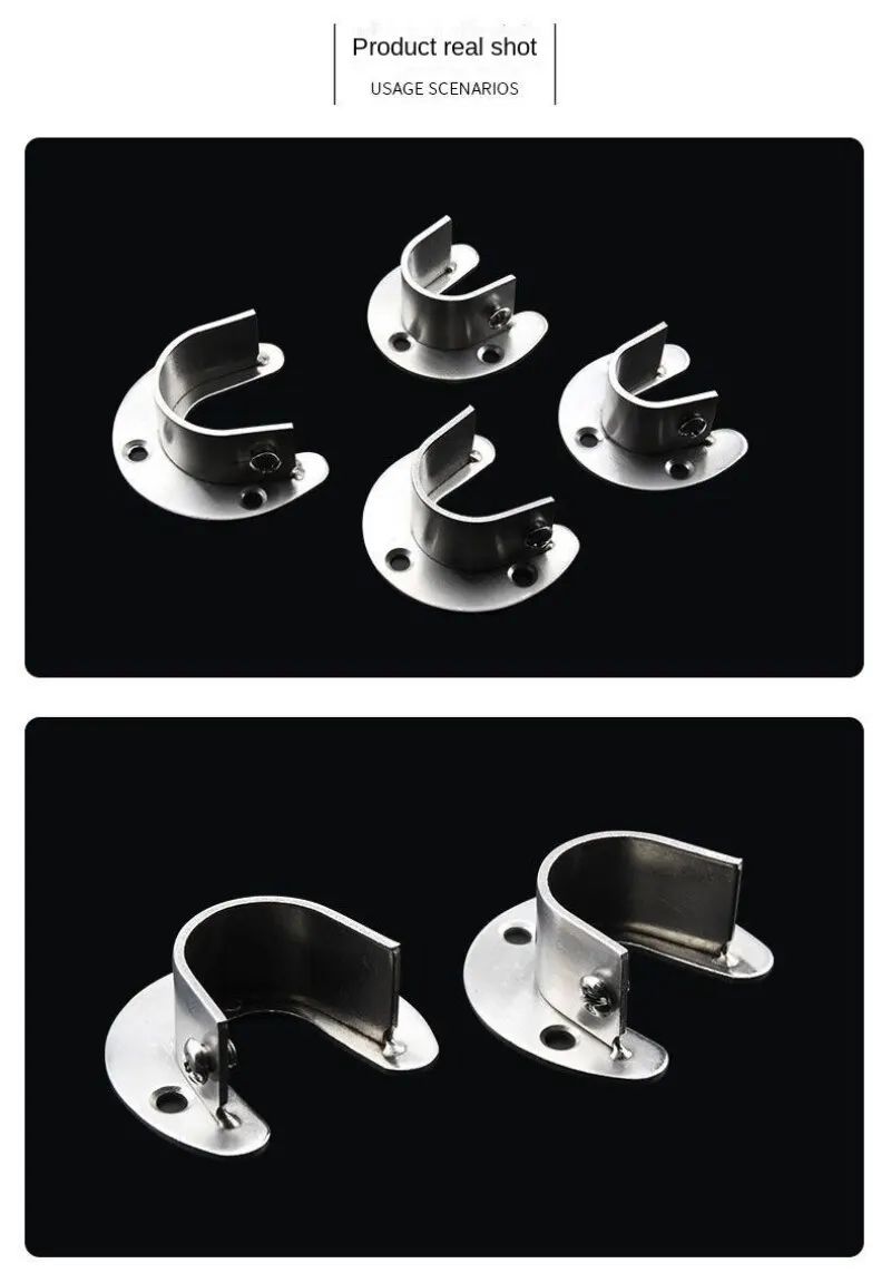Stainless Steel Flange Rod Support Bracket For Wardrobe  Curtain Tubes 8