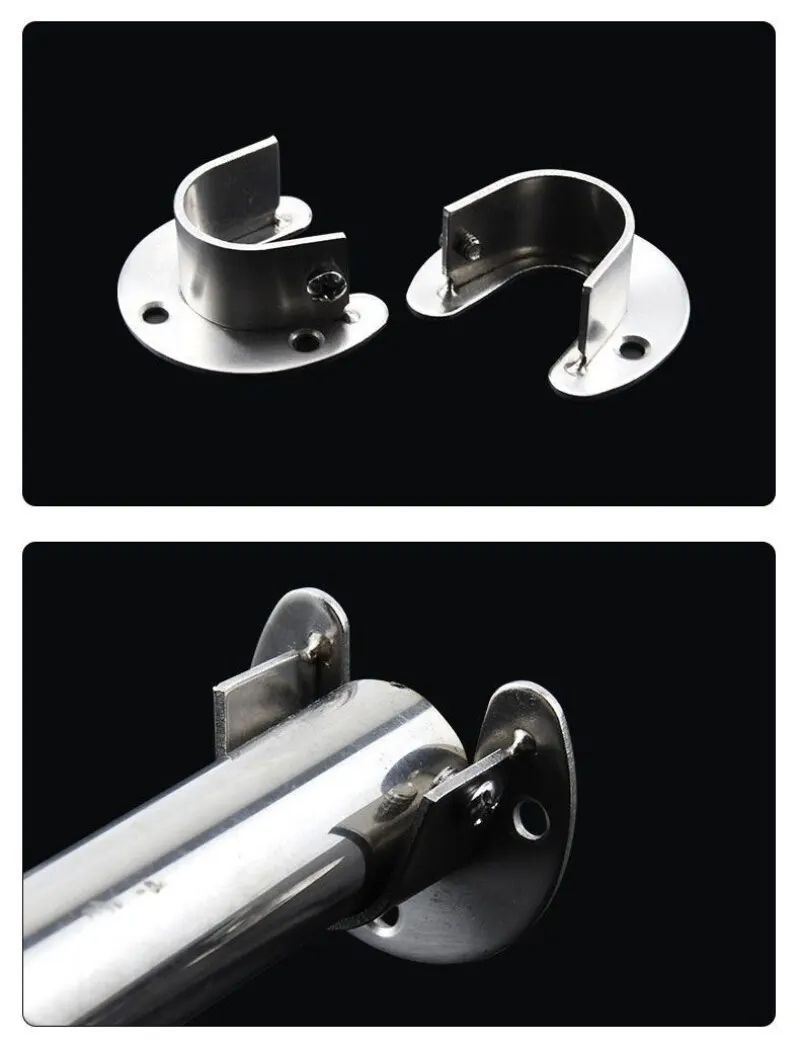 Stainless Steel Flange Rod Support Bracket For Wardrobe  Curtain Tubes 9