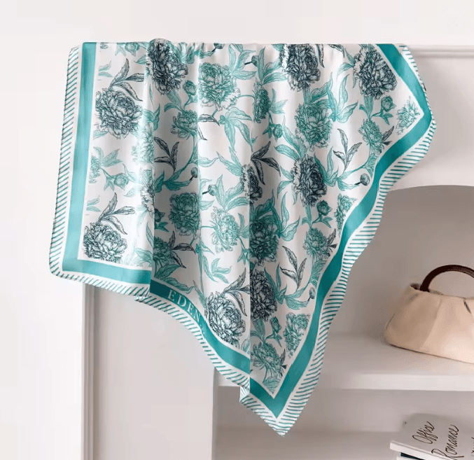 Silk Feeling Square Scarf For Women 14