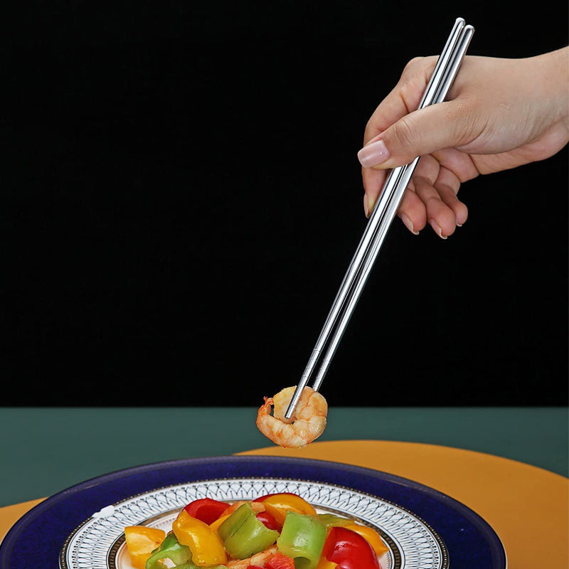 Pairs Stainless Steel Chopsticks, Non-slip Metal Sushi Chopstick Set, Food Tableware