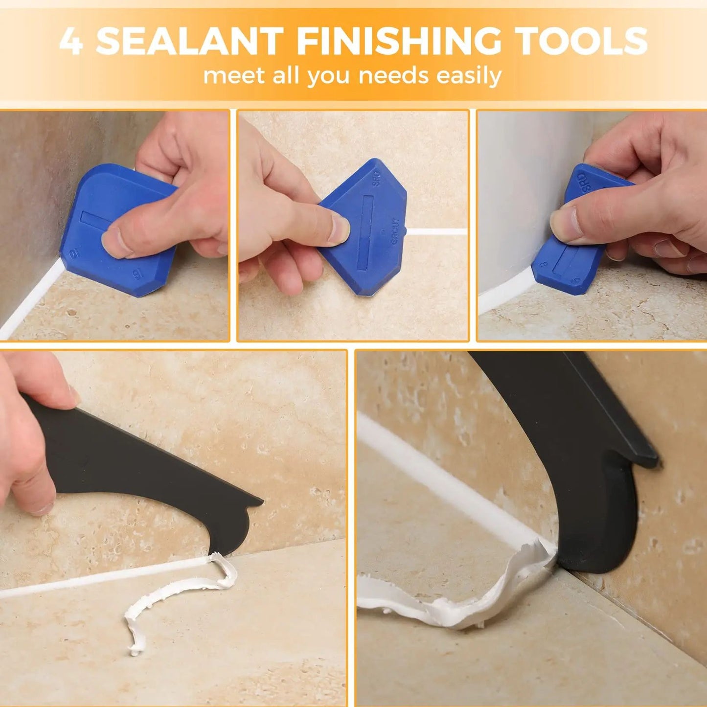Professional 9Piece Silicone Caulk Nozzle Applicator  Sealer Tool Kit  Complete Caulking Finisher S 3