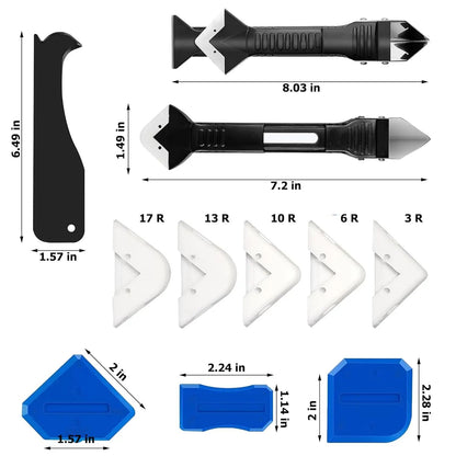 Professional 9Piece Silicone Caulk Nozzle Applicator  Sealer Tool Kit  Complete Caulking Finisher S 1