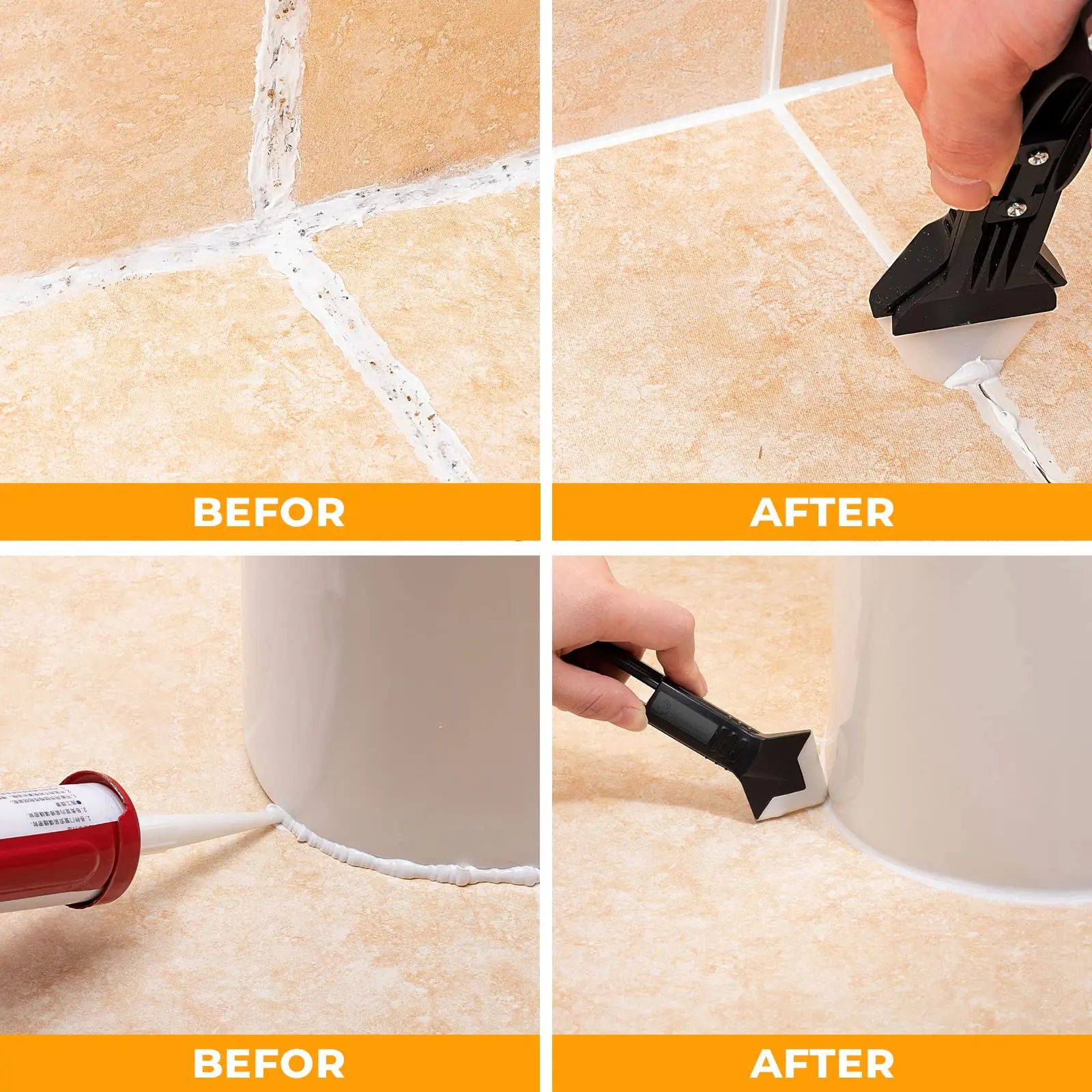 Professional 9Piece Silicone Caulk Nozzle Applicator  Sealer Tool Kit  Complete Caulking Finisher S 5