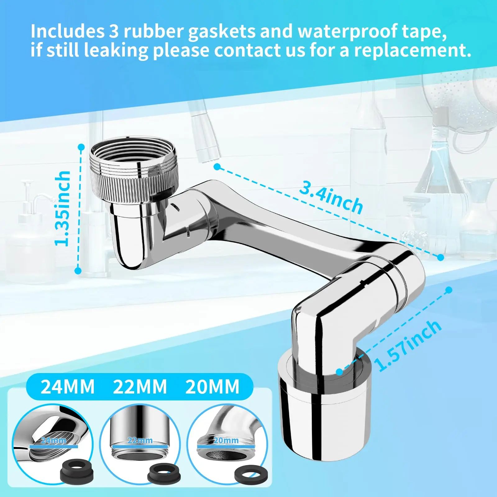 Universal Swivel Faucet Extender  1080 DualMode Rotating Sprayer For Kitchen  Bathroom 1
