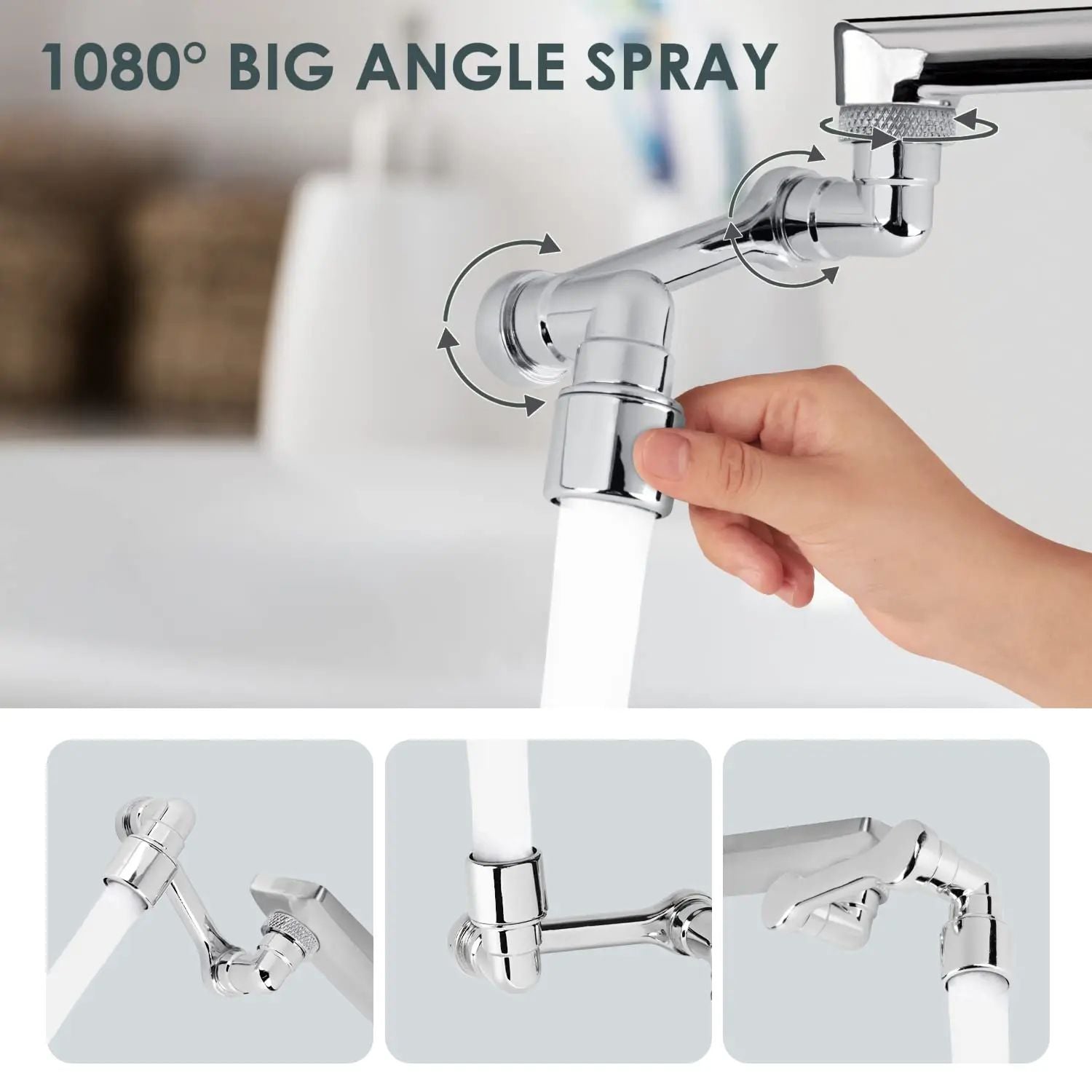 Universal Swivel Faucet Extender  1080 DualMode Rotating Sprayer For Kitchen  Bathroom 6
