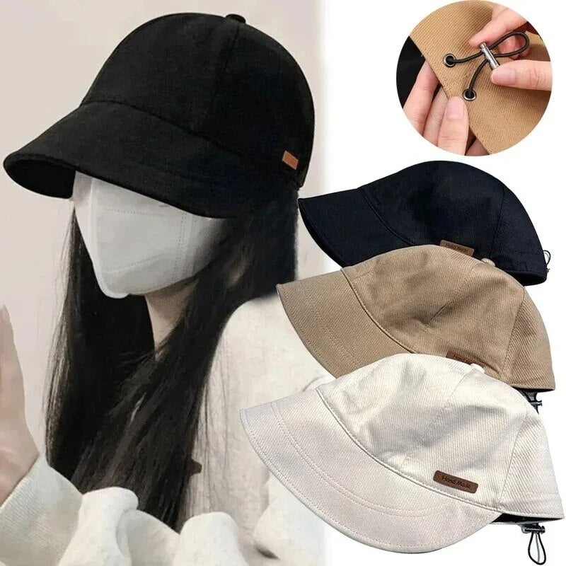 Adjustable Women's Foldable Sunhat, Summer Beach Fisherman Hat, Cotton UV Protection Bucket Cap, Wide Brim Outdoor Cap