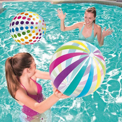 Inflatable Beach Ball, Colored Striped Transparent Ball, Pool Party Games