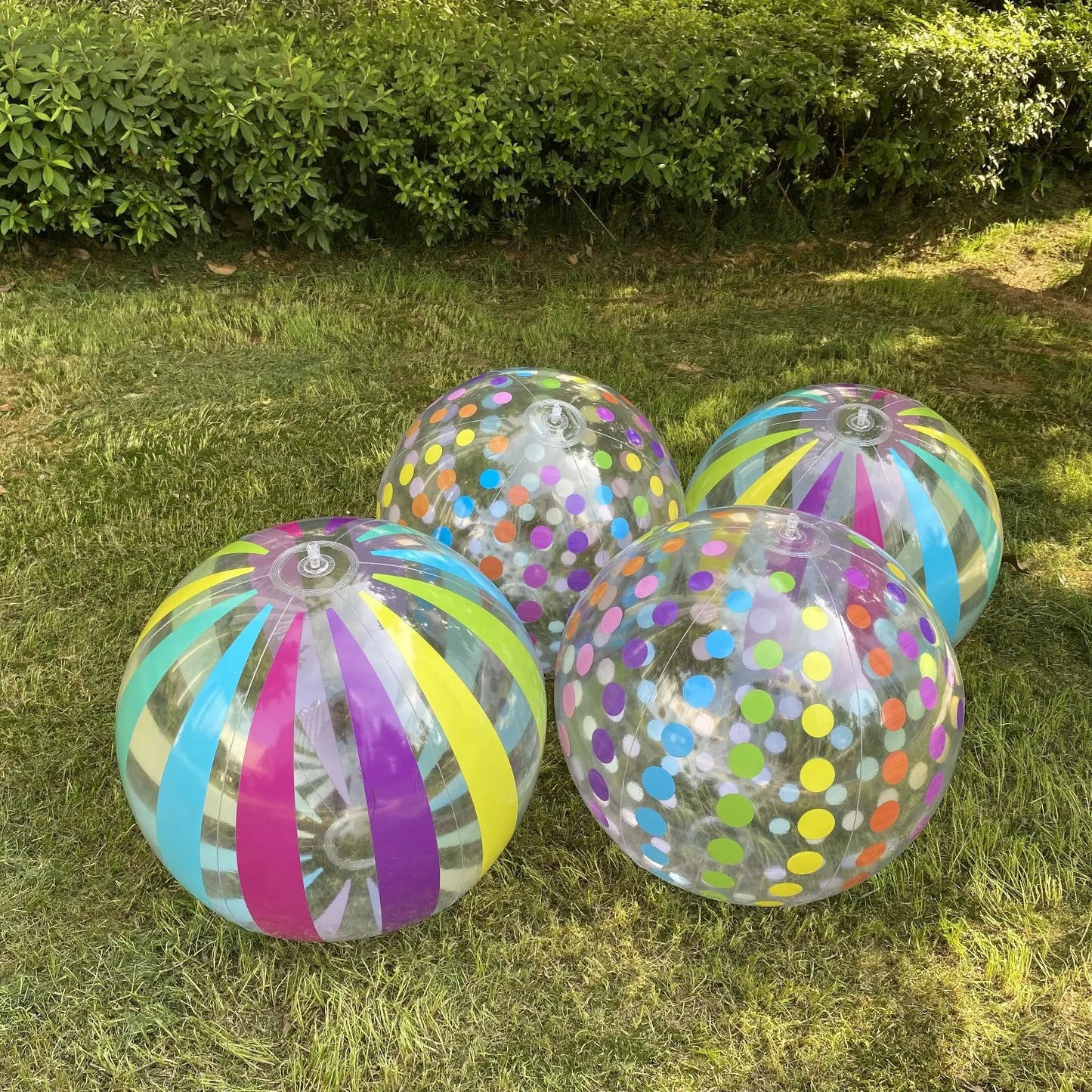 Inflatable Beach Ball Colored Striped Transparent Ball Pool Party Games 1