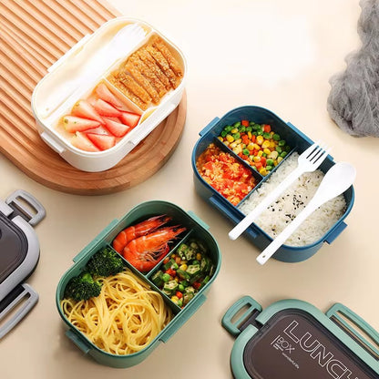 Portable Singlelayer Doublelayer Fruit Food Box Lunch Box With Fork Spoon Spoon Preservation Box 3