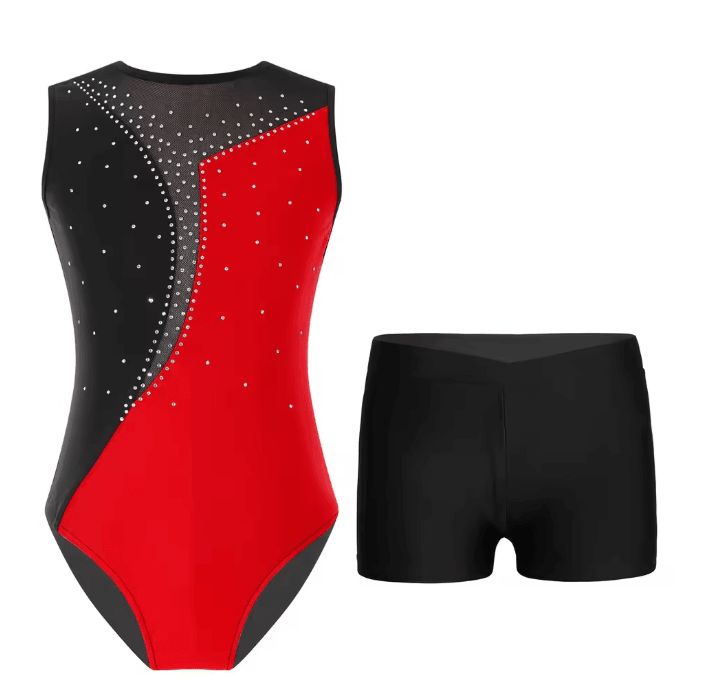 Girls Sleeveless Ballet Leotard And Shorts Dancewear Set 4