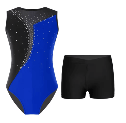 Girls Sleeveless Ballet Leotard And Shorts Dancewear Set 5
