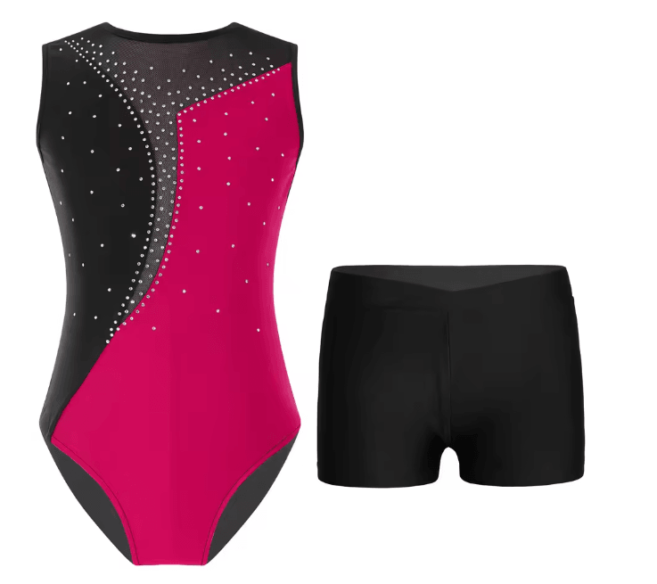 Girls Sleeveless Ballet Leotard And Shorts Dancewear Set 7
