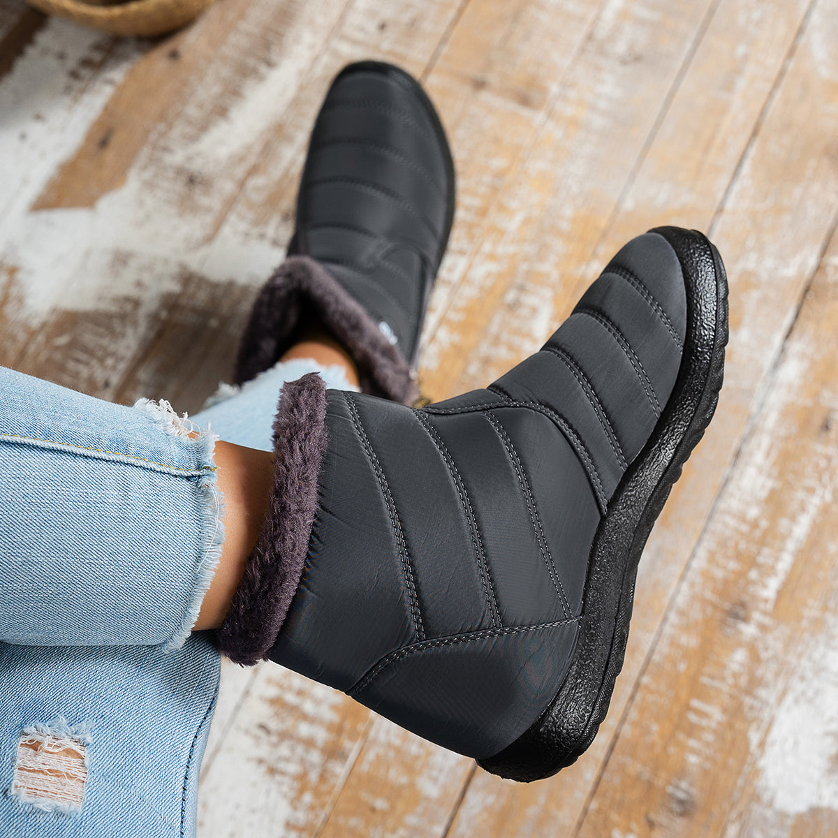 MidCalf Waterproof Cotton Boots For Women Casual Sports Shoes With Outer Zipper And Plush Interior 3