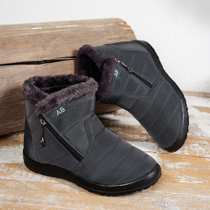 MidCalf Waterproof Cotton Boots For Women Casual Sports Shoes With Outer Zipper And Plush Interior 4