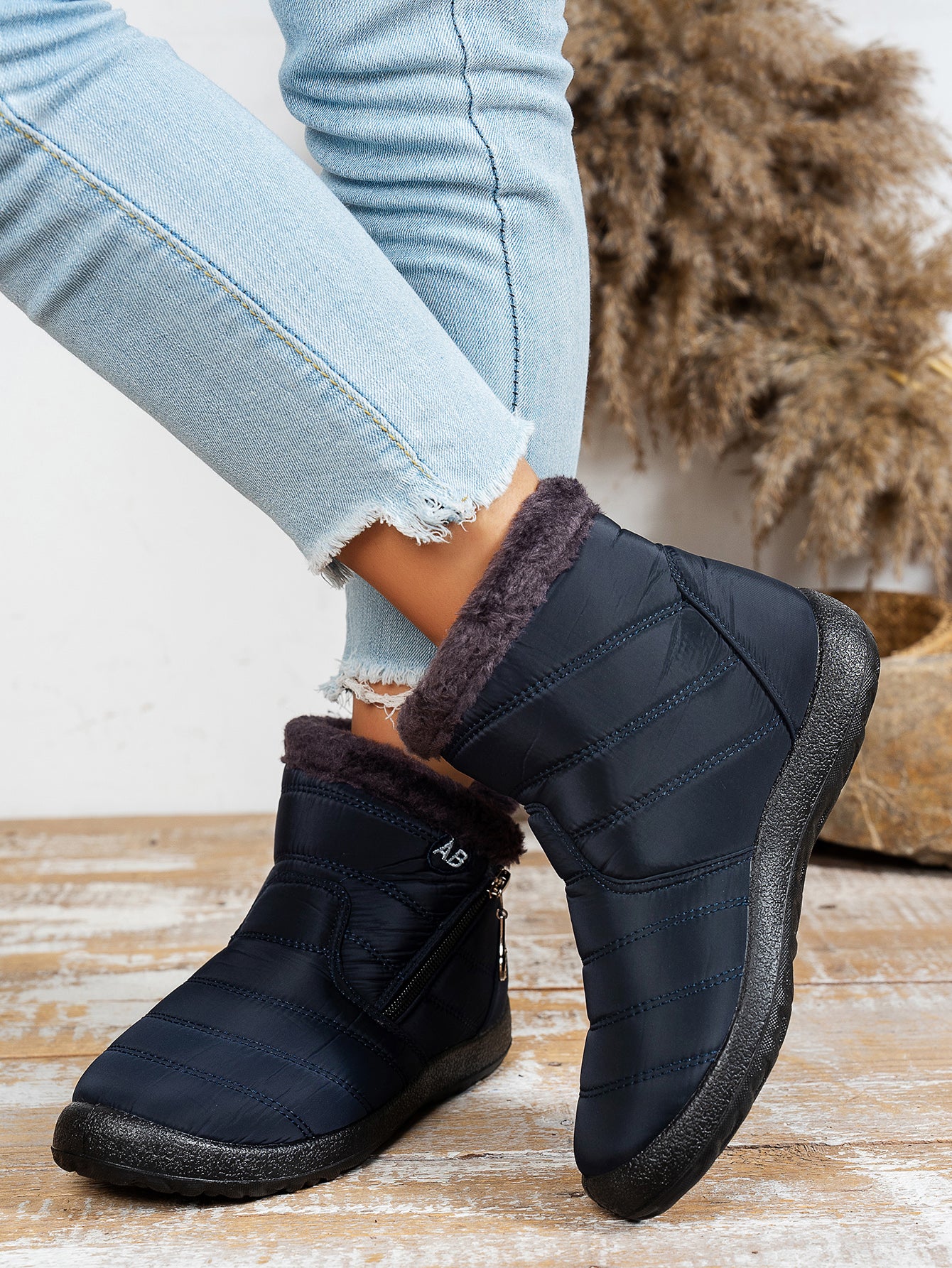 MidCalf Waterproof Cotton Boots For Women Casual Sports Shoes With Outer Zipper And Plush Interior 8