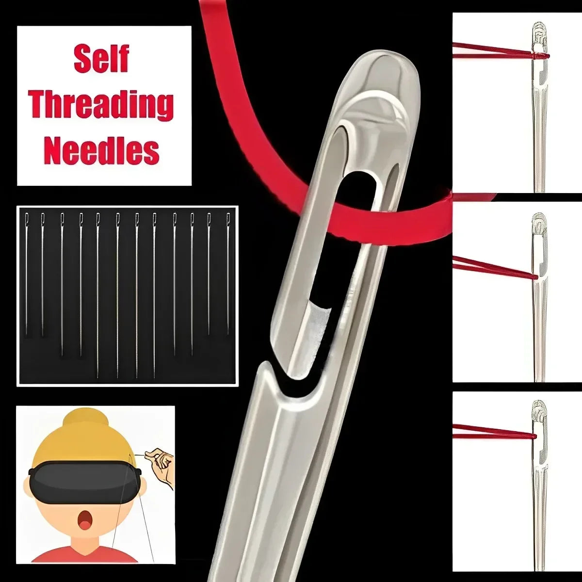Side Hole Blind Sewing Needles Stainless Steel Elderly Needles DIY Home Self Threading Needle For H 1