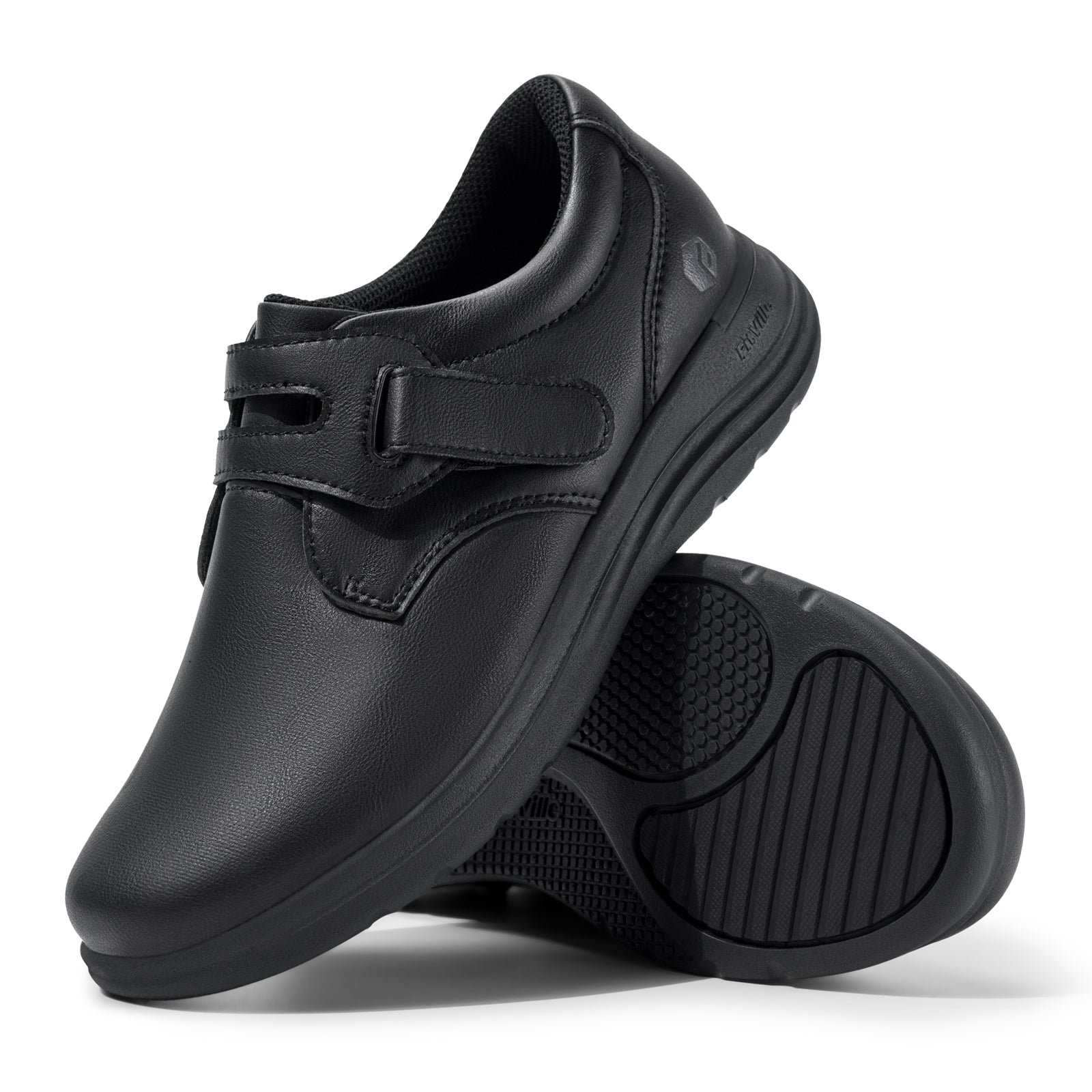 Extra Wide Women's Leather Shoes Slip-On Walking Shoes for Diabetic Feet with Arch Support and Comfort