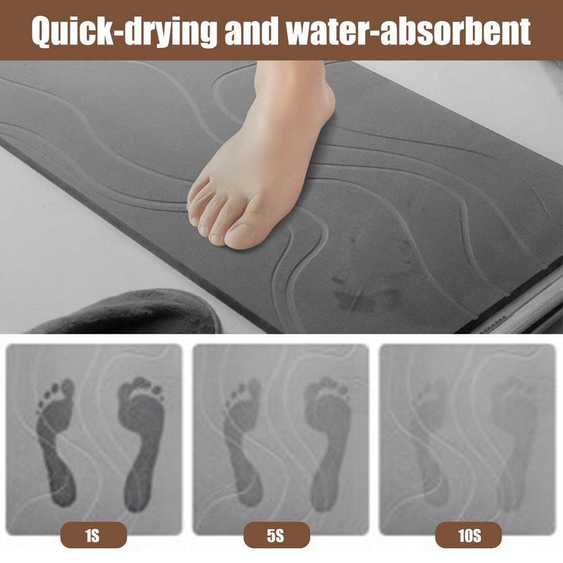 Diatomite Stone Shower Mat, Soft Water Absorption Bath Mat, Quick Drying Diatom