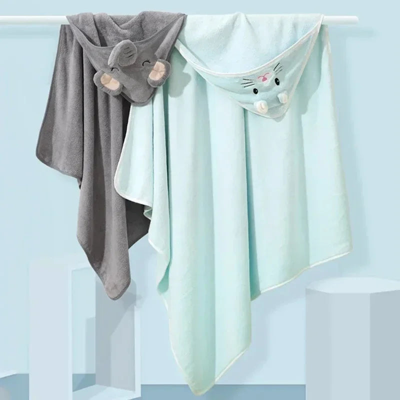 Toddler Bathrobe Warm Sleeping Swaddle Wrap Baby Hooded Bath Towels Cartoon Animal Soft Towel Blank 3