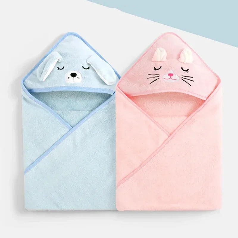 Toddler Bathrobe Warm Sleeping Swaddle Wrap Baby Hooded Bath Towels Cartoon Animal Soft Towel Blank 5