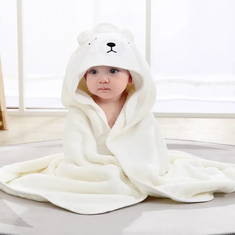 Toddler Bathrobe Warm Sleeping Swaddle Wrap Baby Hooded Bath Towels Cartoon Animal Soft Towel Blank 8
