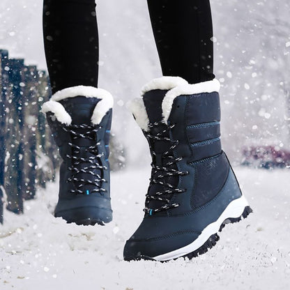 Winter Women Heels Boots Waterproof Platform Ankle Boots Plush Snow Boots Warm Outdoor Short Boots  2