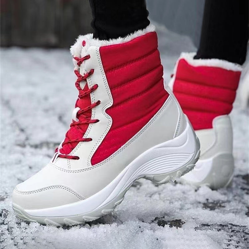 Winter Women Heels Boots Waterproof Platform Ankle Boots Plush Snow Boots Warm Outdoor Short Boots  5