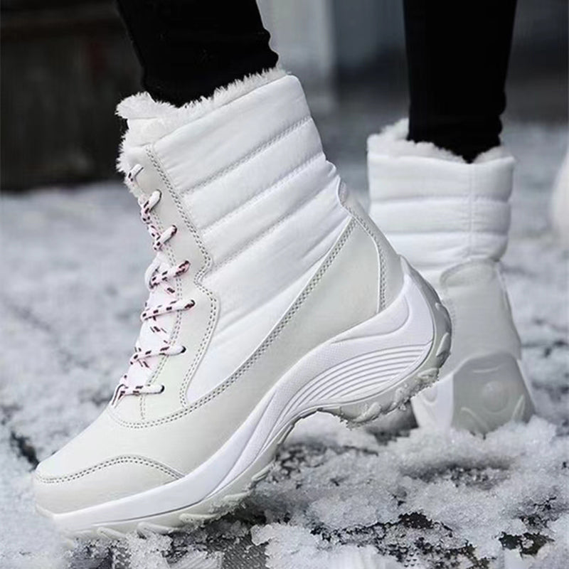 Winter Women Heels Boots Waterproof Platform Ankle Boots Plush Snow Boots Warm Outdoor Short Boots  6