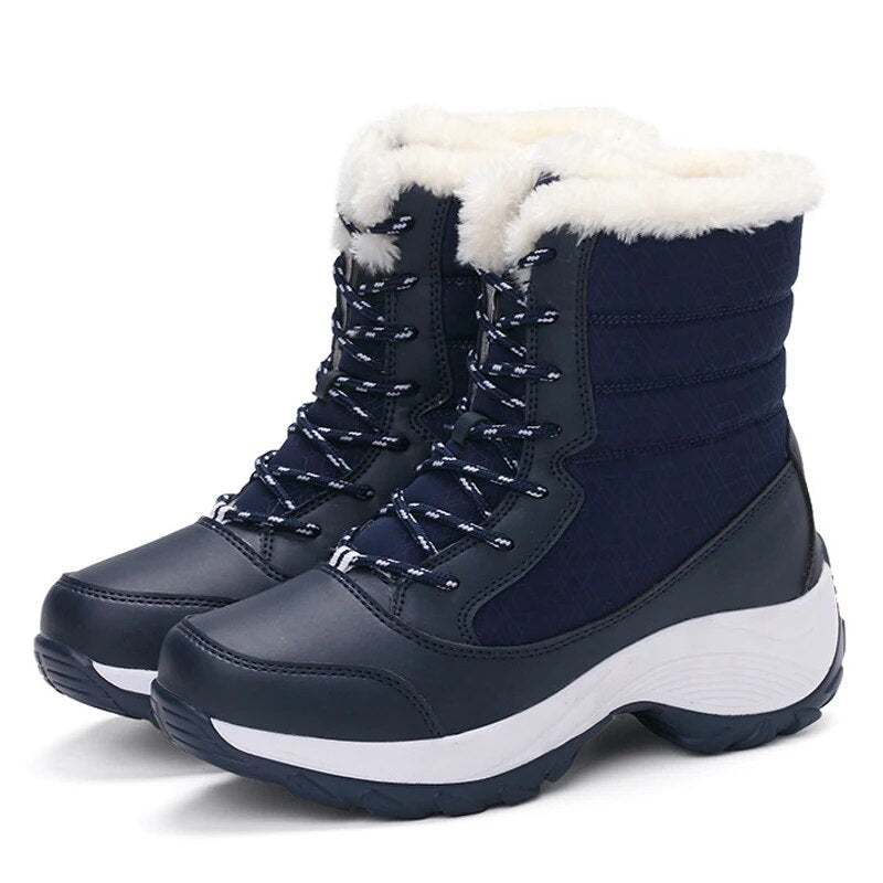 Winter Women Heels Boots Waterproof Platform Ankle Boots Plush Snow Boots Warm Outdoor Short Boots  7