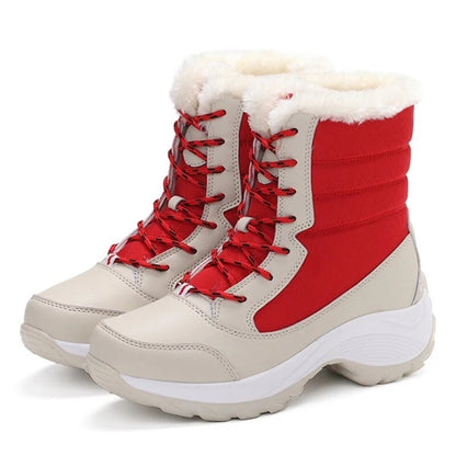 Winter Women Heels Boots Waterproof Platform Ankle Boots Plush Snow Boots Warm Outdoor Short Boots  9