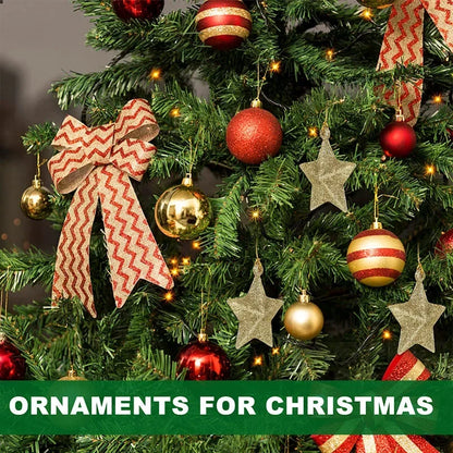 Gold Glitter Star Ornaments Christmas Tree Pendant Festive Party Decorations 3