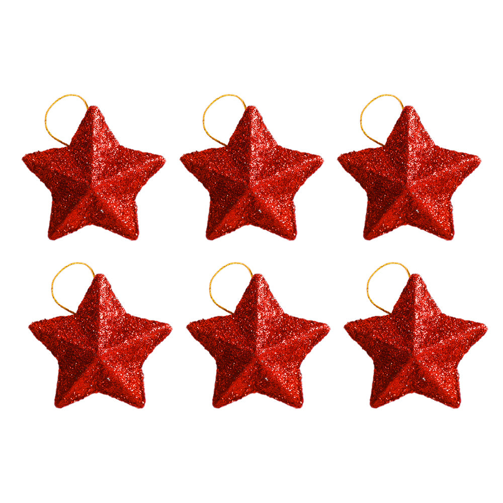 Gold Glitter Star Ornaments Christmas Tree Pendant Festive Party Decorations 7