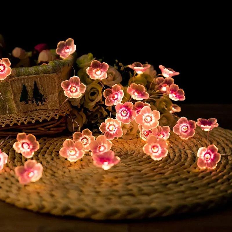 Cherry Blossom Flower Garland LED String Lights For Indoor Wedding And Holiday Decoration 1