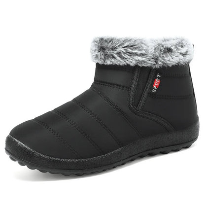 New Women's Ankle Boots Slip On Snow Boots for Winter Warm Fur Black Winter Footwear for Women