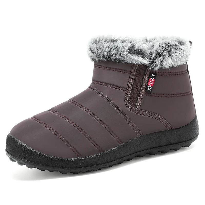 New Womens Ankle Boots Slip On Snow Boots For Winter Warm Fur Black Winter Footwear For Women 8