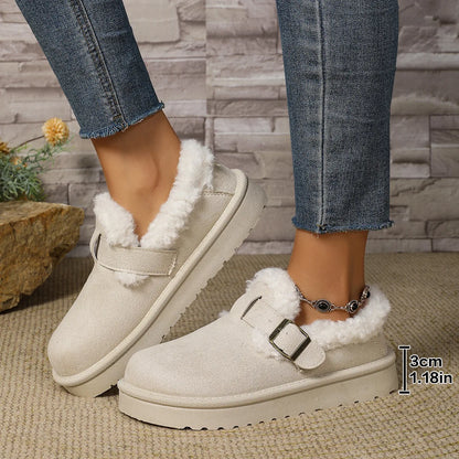 Fleece Lined Bean Bean Fur Boots Casual Shoes Thickened Snow Boots Rubber Bottom Round Toe Korean S 4