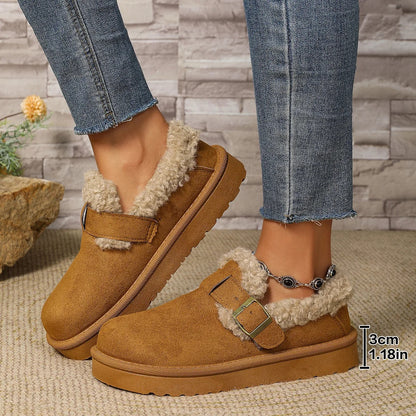 Fleece Lined Bean Bean Fur Boots Casual Shoes Thickened Snow Boots Rubber Bottom Round Toe Korean S 6