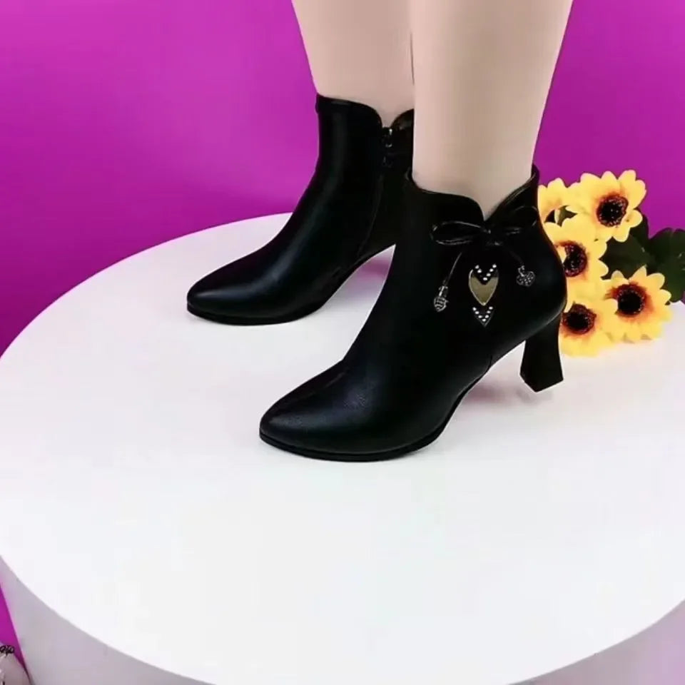 New HighHeeled Boots For Women Waterproof White Taiwan Zip Boots Spring Autumn Single Boots 4