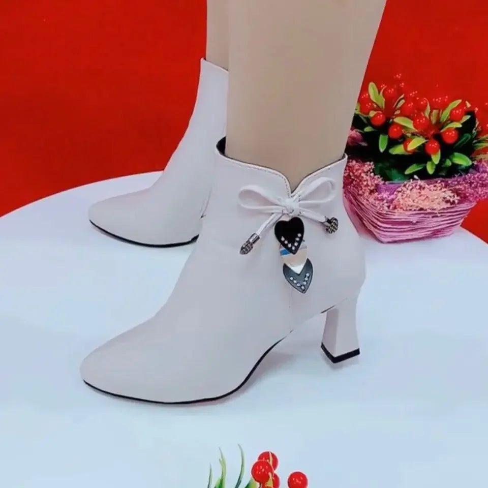 New HighHeeled Boots For Women Waterproof White Taiwan Zip Boots Spring Autumn Single Boots 6