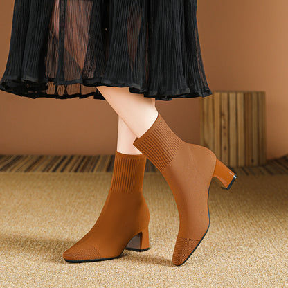 New Premium Fashion Womens Boots Comfortable Knitted Pointed Casual Shoes 4